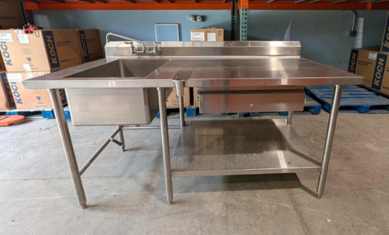 Stainless Steel Counter Unit w/ Sink & Drawer