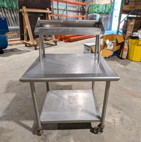 Rolling Stainless Steel Table w/ Upper & Lower Shelves