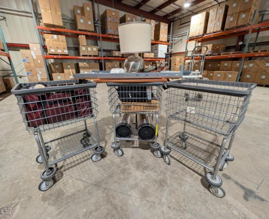 Asst. Household Lot w/ (3) Rolling Laundry Carts