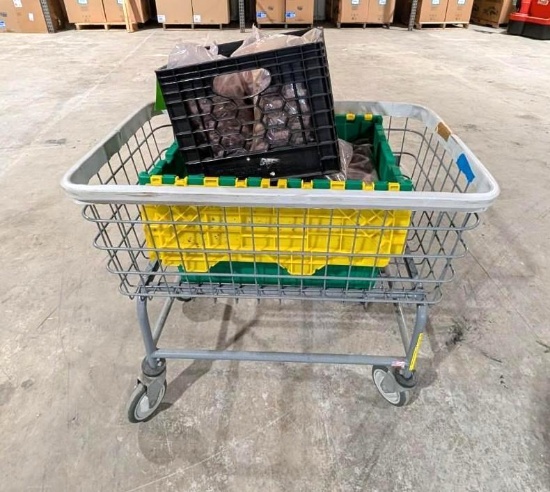 (10+/-) Bags of Lava Rock & Rolling Laundry Cart