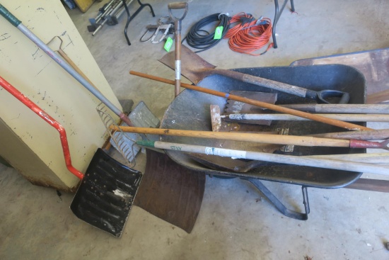 (12pc.) Wheelbarrow & Tools