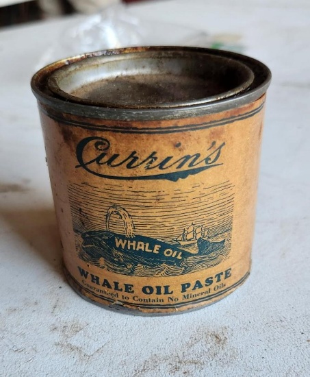 Antique Currin's Whale Oil Paste Tin