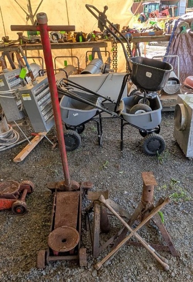 Antique Floor Jack & (2) Jackstands