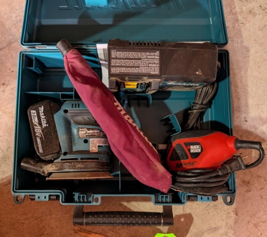 Makita 18v Cordless Palm Sander & Black & Decker Mouse Sander