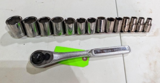 (14pc.) Craftsman 1/2" Drive SAE Sockets & Ratchet