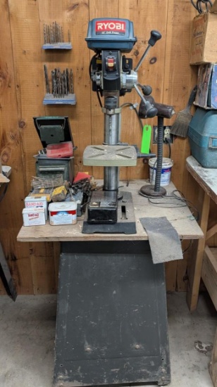 Ryobi 10" Drill Press w/ Large Quantity of Drill Bits