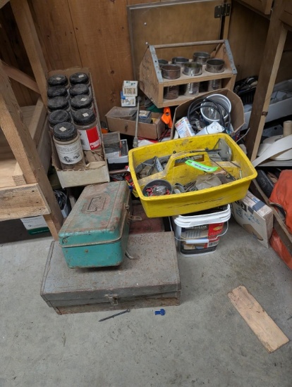 Large Lot of Fasteners, Tool Boxes, etc