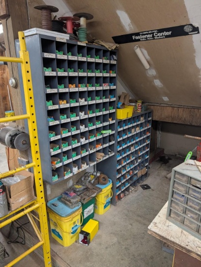 (2) 72 Compartment Wall Mount Fastener Bins w/ Contents