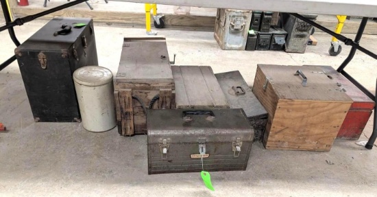 Assortment of Wood/Steel Toolboxes