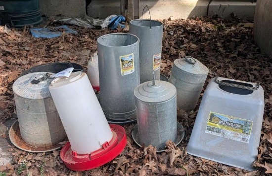 (9) Poultry Feeders, Nesting Boxes & Grain Pales
