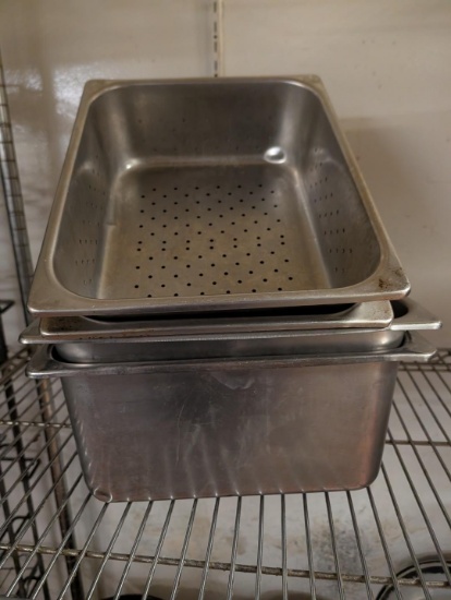 (2) Sets of Half Sized Stainless Steel Insets w/ Strainers
