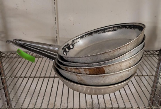 (5) 12" dia. Aluminium Skillets