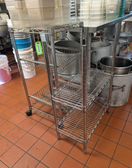 Rolling 3-Tier Wire Shelf & 2-Tier Wire Shelf