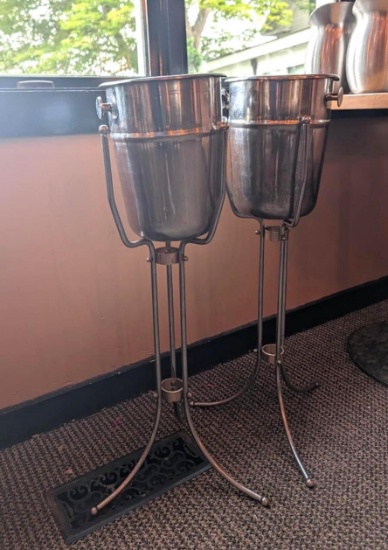 (2) Stainless Steel Champagne Buckets w/ Stands