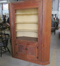 Large One Piece 19th C Corner Cupboard