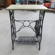 Iron Treadle Sewing Machine Base w/ Wooden Top