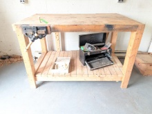 2-Tier Shop Made Wood Working Bench w/ Vise