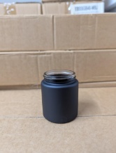 (45+/-) Boxes 32 Count Straight Sided Glass Jars w/ Matte Black Finish
