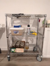 3-Tier Rolling Wire Rack w/ Contents