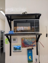 (2) Steel Wall Shelves & Microwave
