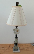 Vintage Boudoir Lamp w/Frosted Glass Globe & Marble Base