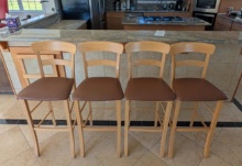 (4) Hardwood Italian Barstools