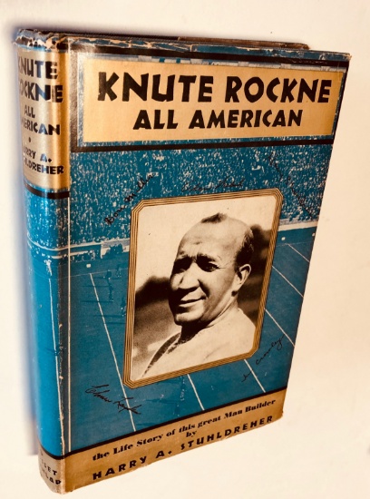 RARE KNUTE ROCKNE Man Builder by Harry Stuhldreher (1931) with Dust Jacket