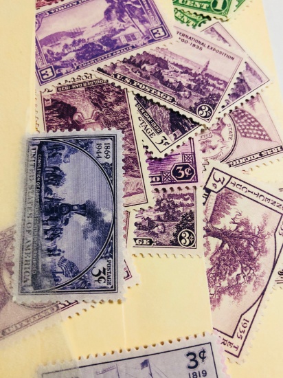 COLLECTION of 3 Cent & 1 Cent Stamps Not Cancelled