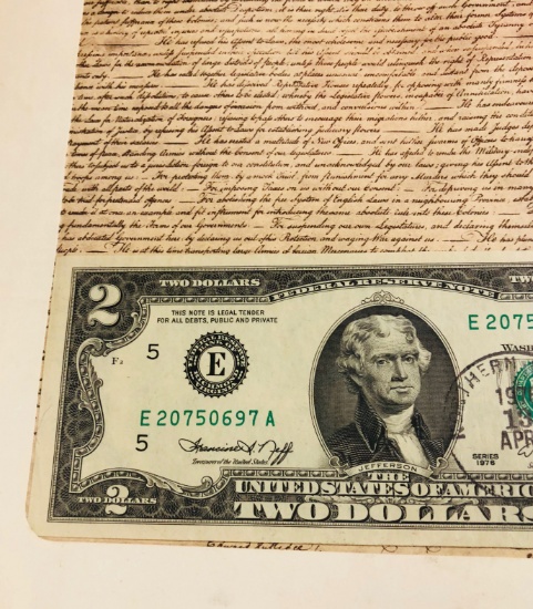 $2 Two Dollar Federal Reserve Note FIRST DAY ISSUE (1976)