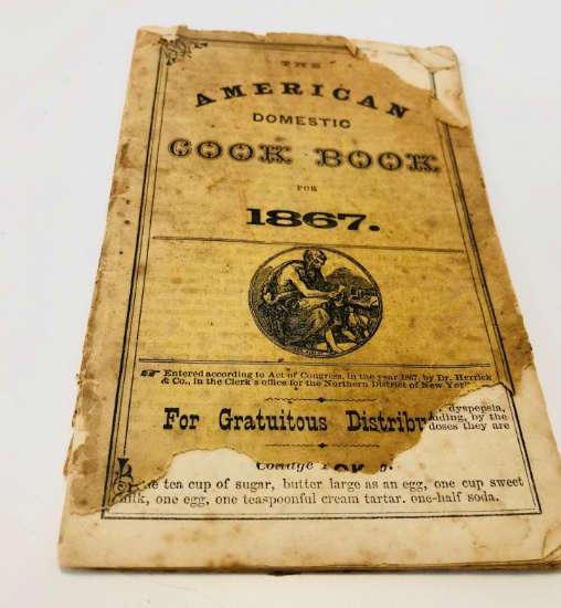 EARLY American Domestic Cook Book (1867)