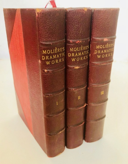 Dramatic Works of MOLIERE (1876) in THREE VOLUMES - Wonderful Binding