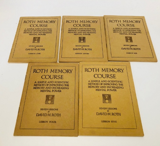 Roth MEMORY COURSE by David M. Roth (1919) Five Volumes