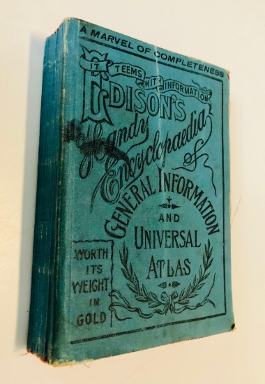 EDISON'S Handy Encyclopedia and UNIVERSAL ATLAS - Pocket Size Color Maps (1896)