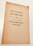 PROGRESS OF THE WAR Pamphlet (1942) from FRANKLIN DELANO ROOSEVELT