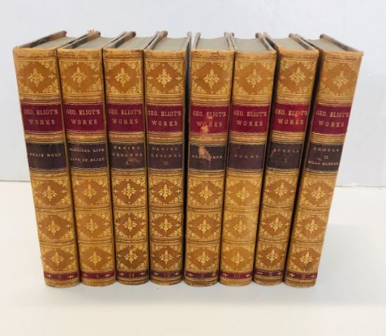 RARE Eight Volumes of George Eliot (1887) DECORATIVE BINDING