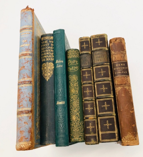 ANTIQUARIAN BOOK LOT including THE TEMPLE (1835) and Works of POPE (1887)