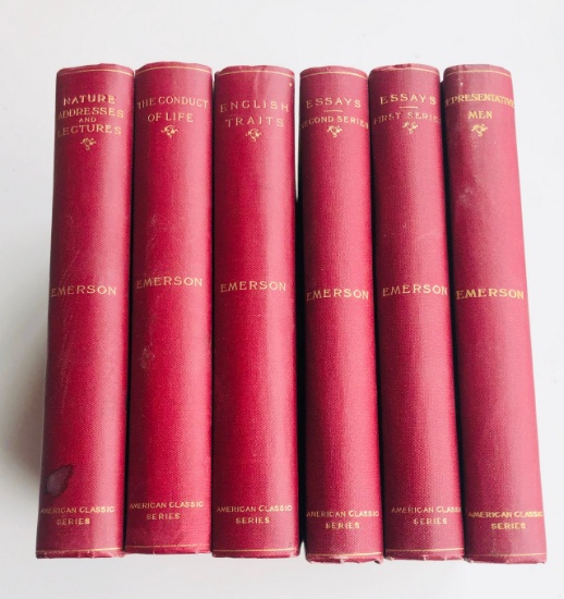 Collection of Ralph Waldo Emerson Books (c.1890) Red Decorative Binding