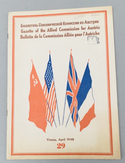 Gazette of the Allied Commission for Austria 1945 post-WW2 Pamhlet