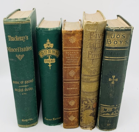 ANTIQUARIAN BOOK LOT - Louisa May Alcott - Oliver Twist - Burns - Thackeray