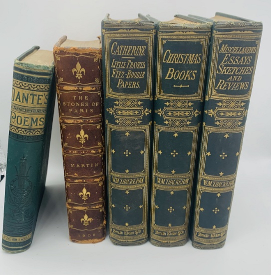 ANTIQUARIAN BOOK LOT including Purgatory and Paradise of Dante (c.1880) William Thackeray (1869)