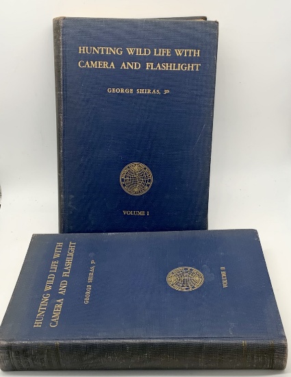 HUNTING Wildlife with Camera and Flashlight: Visits to the Woods of America (1935) 2 Volumes