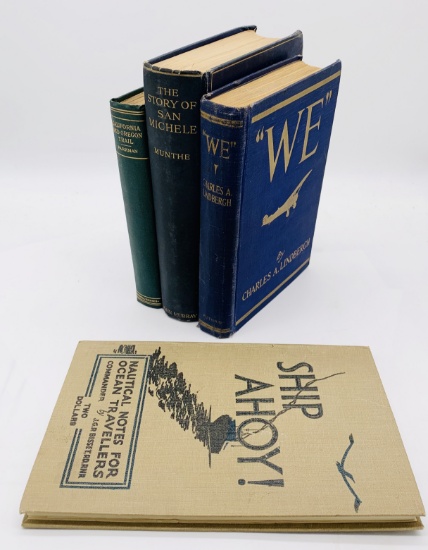 ANTIQUARIAN BOOK LOT including WE by Lindbergh (1927) and California and Oregon Trail (c.1900)