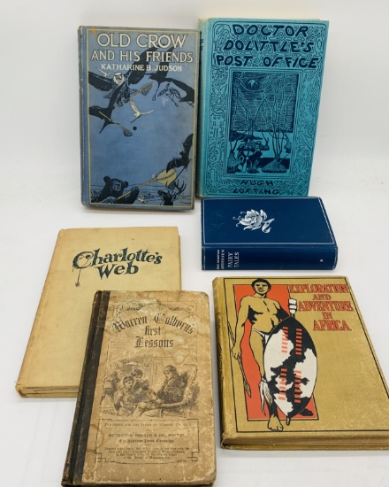 ANTIQUARIAN CHILDREN'S BOOK LOT including Doctor Doolittle - Charlotte's Web - Andersen Fairy Tales