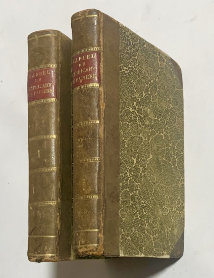 RARE Manuel du Fabricant de Papiers (1833) Two Volumes - Paper Manufacturer's Manual