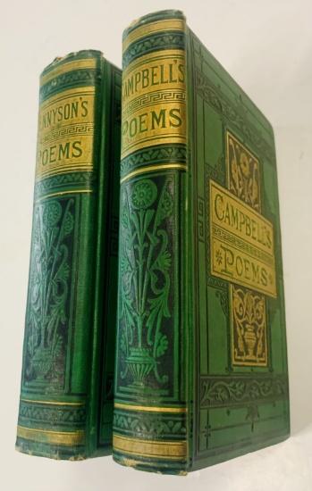 TWO DECORATIVE ANTIQUARIAN Books - Tennyson & Campbell (c.1880)
