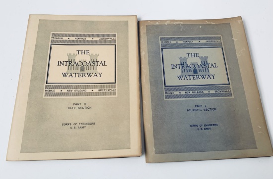 The Atlantic Intracoastal Waterway (1943) Two Volumes - THE GULF and THE ATLANTIC with MAPS