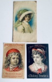 Antique COOK BOOK (c.1890) and Two Decorative Victorian Trade Cards