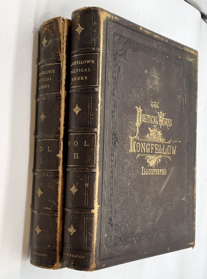 The Poetical Works of Henry Wadsworth Longfellow (1882) Two Large Quatro Volumes