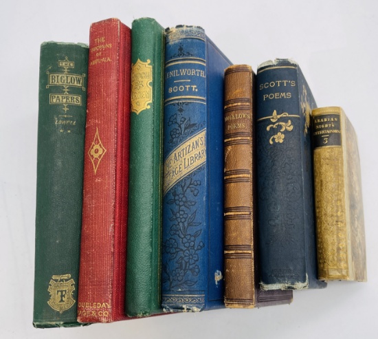 ANTIQUARIAN Decorative Book Lot including Arabian Nights - Sir Walter Scott