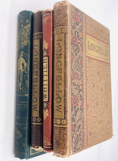 ANTIQUARIAN BOOK LOT - Whittier - Longfellow - Dickens